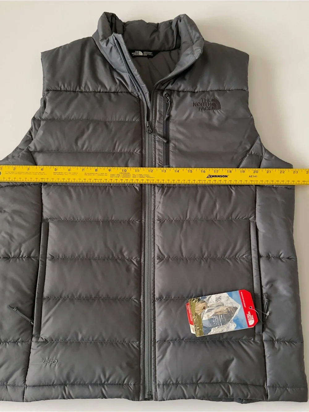 The North Face 550 Quilted Puffer Aconcagua Vest Men's M Full Zip Gray Gorpcore